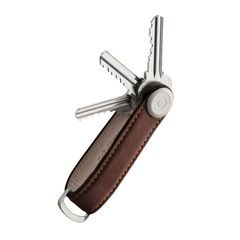 Kožená kľúčenka Orbitkey 2.0 - espresso s hnedým prešitím