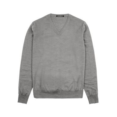 John & Paul sveter z merino vlny — šedý (V-neck)