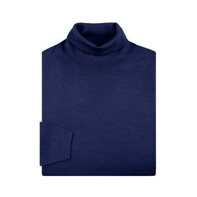 Brooksfield Virgin Wool Turtleneck — Marine Blue