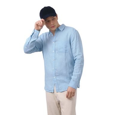 Ľanová košeľa Portuguese Flannel - svetlo modrá