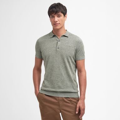 Barbour Buston Knitted Polo Shirt — Olive Marl