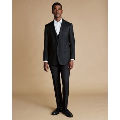 Charles Tyrwhitt Natural Stretch Twill Suit Jacket — Charcoal