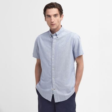 Barbour Oxford Short Sleeve Tailored Shirt — Dark Denim