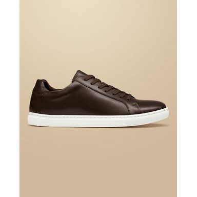 Charles Tyrwhitt Leather and Textile Sneakers — Dark Chocolate