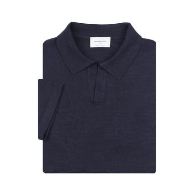 Brooksfield Single Jersey Sweater Polo — Navy