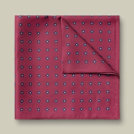 Charles Tyrwhitt Silk Geo Print Pocket Square — Dark Red