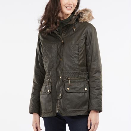 Barbour Kelsall Waxed Cotton Parka Jacket — Olive