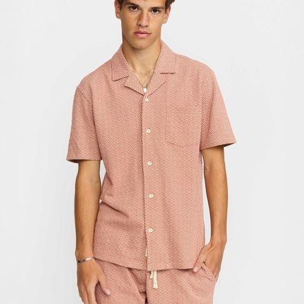 Revolution Jaquard Short-sleeved Cuban Shirt — Orange