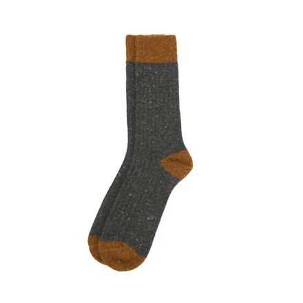 Barbour Houghton Socks — Charcoal/Ochre
