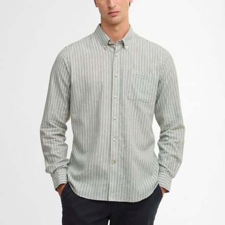 Barbour Nelson Striped Long-Sleeved Tailored Shirt — Bleached Olive