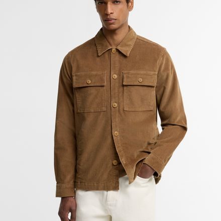 Barbour Tartan Trimmed Cord Overshirt — Rust