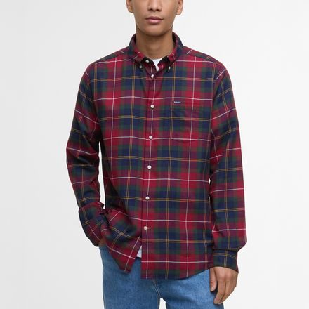 Barbour Fortrose Tailored Long-Sleeved Shirt — Wine Red Tartan