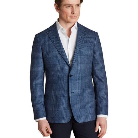 Charles Tyrwhitt Wool Silk Check Jacket — Ocean Blue