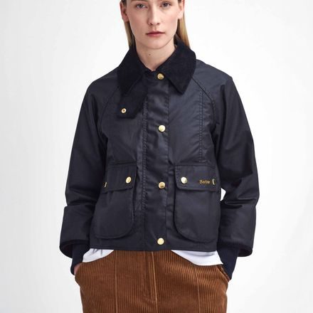Barbour Cropped Beadnell Waxed Jacket — Black