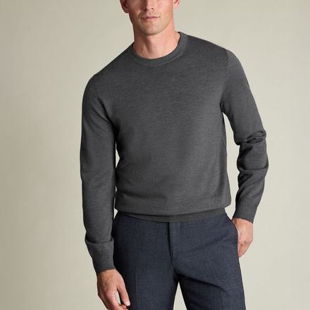 Charles Tyrwhitt Merino Crew Neck Jumper — Grey