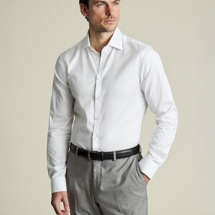 Charles Tyrwhitt White Luxury Stripe Shirt — White