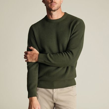 Charles Tyrwhitt Cotton Rib Crew Neck Jumper — Olive