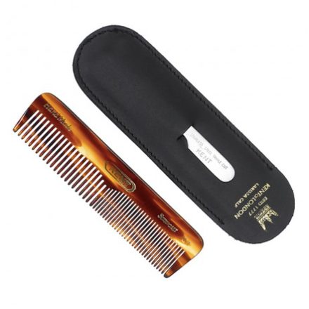Kent NU 19 — Handmade OT Pocket Comb with Nail File in Leather Case