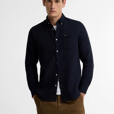 Barbour Buckley Tailored Herringbone Shirt — Navy