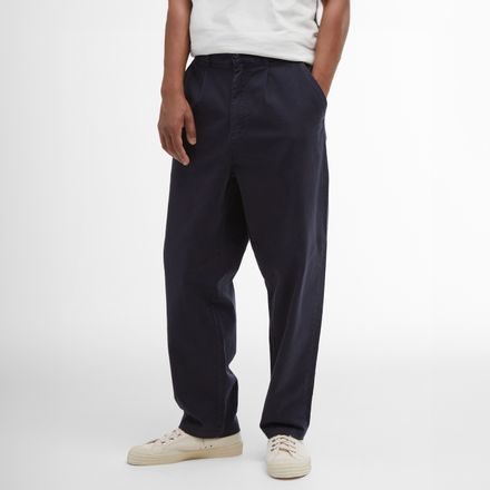 Barbour Washed Stretch Relaxed Trousers — Dark Navy