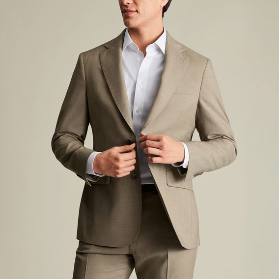 Charles Tyrwhitt Ultimate Performance Sharkskin Suit Jacket — Taupe
