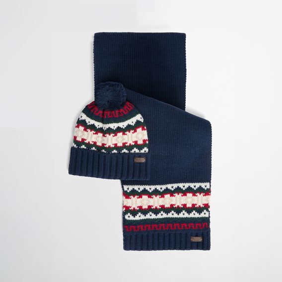 Barbour Kane Knitted Beanie & Scarf Gift Set