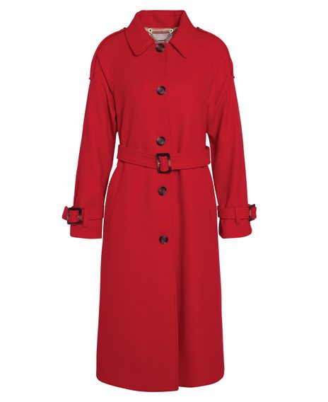 Barbour Alberta Wool Trench Coat — Blaze Red