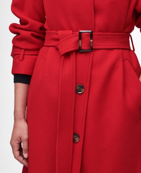 Barbour Alberta Wool Trench Coat — Blaze Red