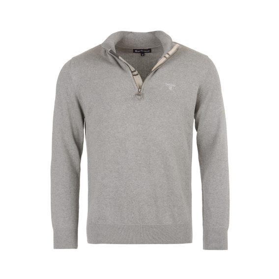 Barbour Pima Cotton Half Zip Sweater — Grey Marl