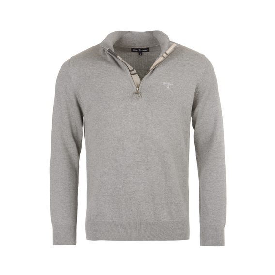 Barbour Cotton Half Zip Sweater — Grey Marl