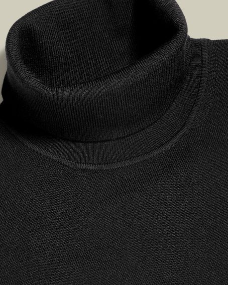 Charles Tyrwhitt Pure Merino Roll Neck Jumper — Black