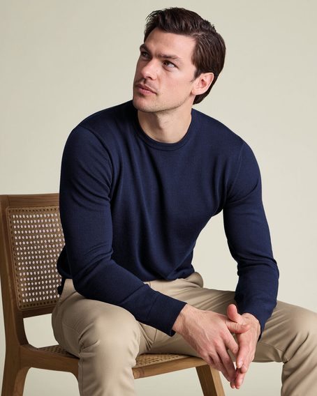 Charles Tyrwhitt Merino Crew Neck Jumper — Navy