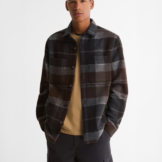 Barbour Woodlane Brushed Check Overshirt — Midnight Oak Tartan