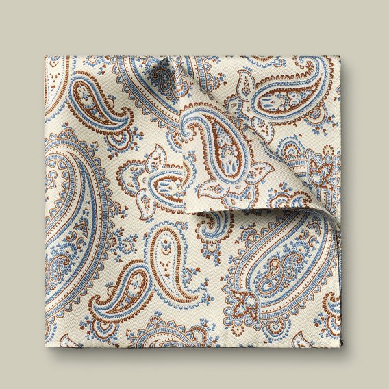 Charles Tyrwhitt Silk Paisley Pocket Square — Cream