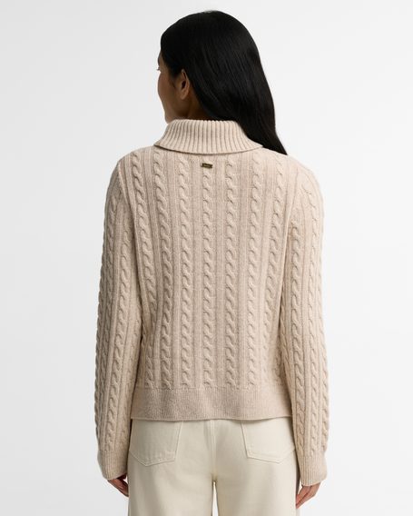 Barbour Ambleside Cable-Knit Rollneck Jumper — Oatmeal
