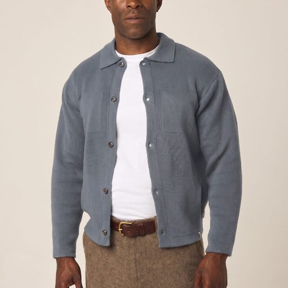 Peregrine Compton Knitted Shirt — Washed Denim