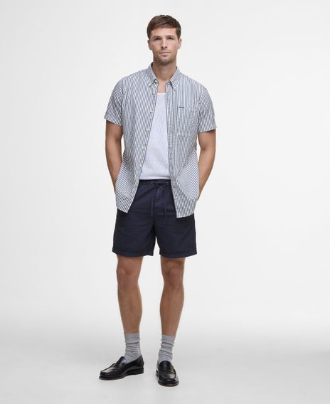 Barbour Seersucker Relaxed Shorts — Navy
