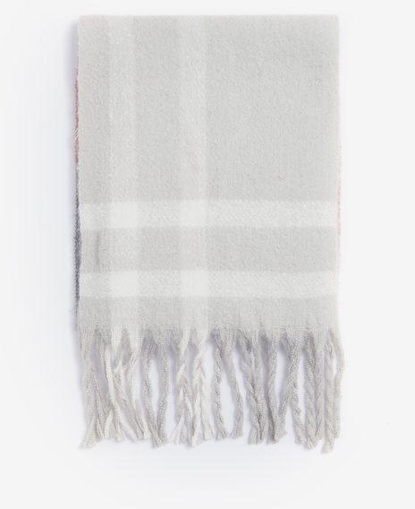 Barbour Isla Tartan Boucle Scarf — Pearl Grey Tartan