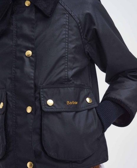 Barbour Cropped Beadnell Waxed Jacket — Black
