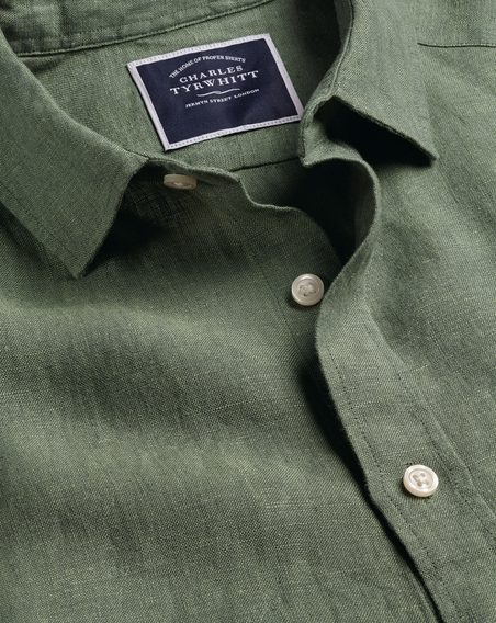 Charles Tyrwhitt Pure Linen Shirt — Olive