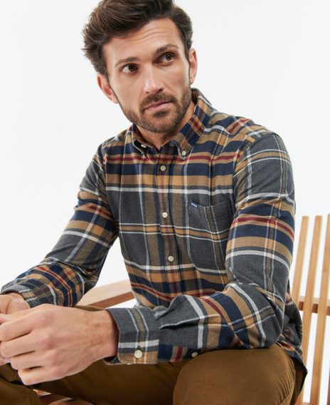 Barbour Ronan Tailored Check Shirt — Grey Marl