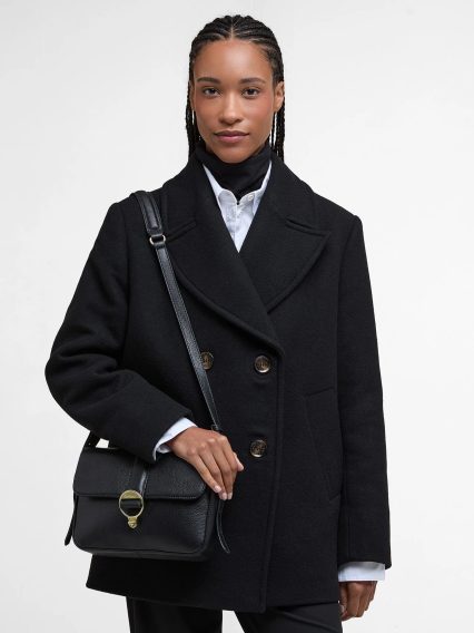 Barbour Rosa Leather Crossbody Bag — Black