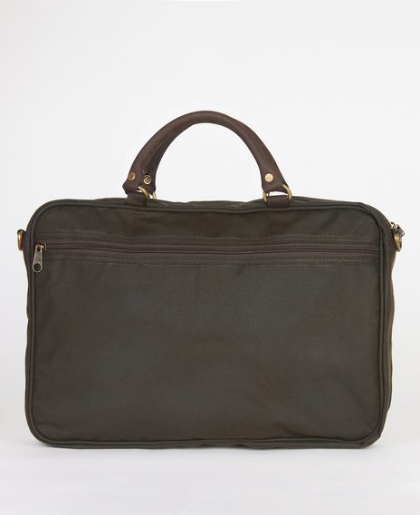 Barbour Wax/Leather Briefcase — Olive