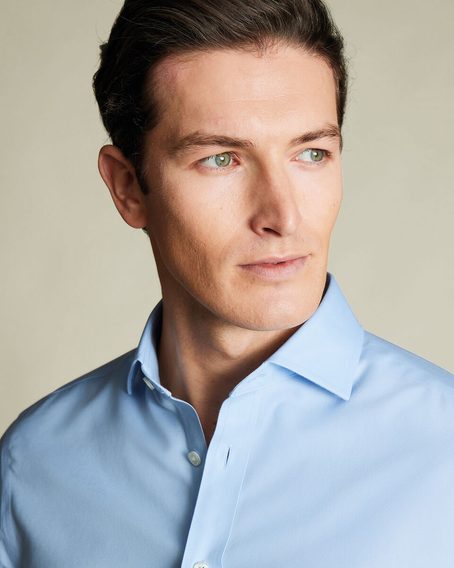 Charles Tyrwhitt Non-Iron Twill Cutaway Slim Fit Shirt — Sky Blue