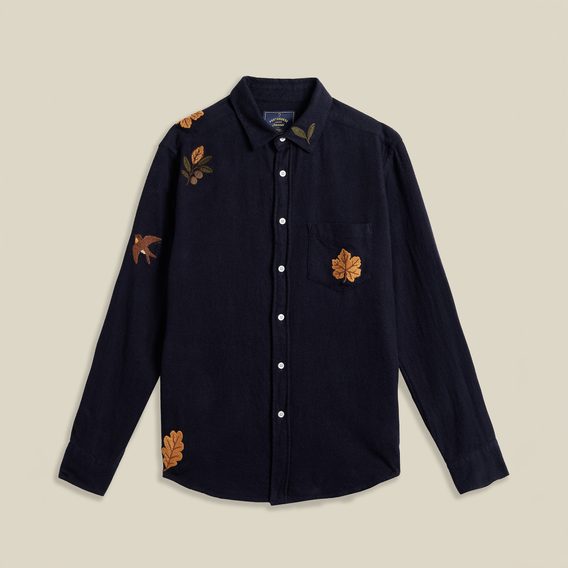 Portuguese Flannel Embroidery Flannel — Navy