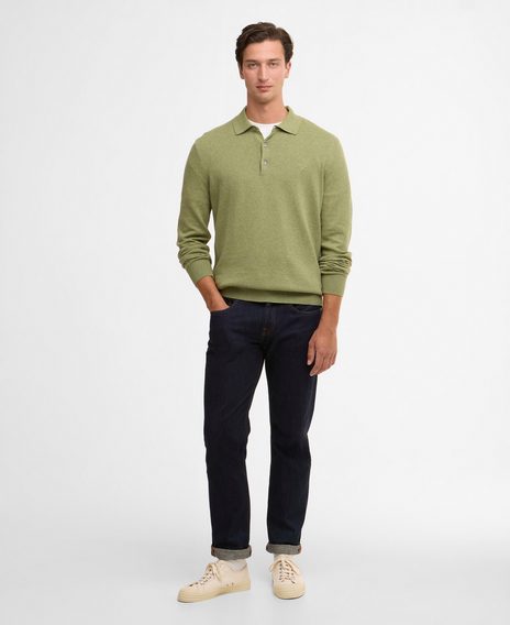 Barbour Pima Cotton Knitted Polo Shirt — Laurel Green