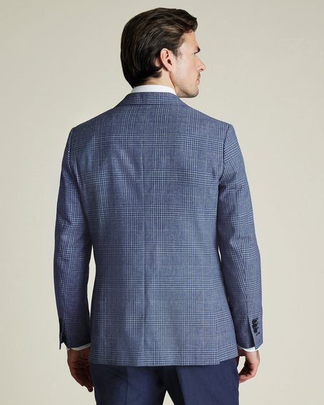 Charles Tyrwhitt Wool Linen Silk Jacket — Indigo Check