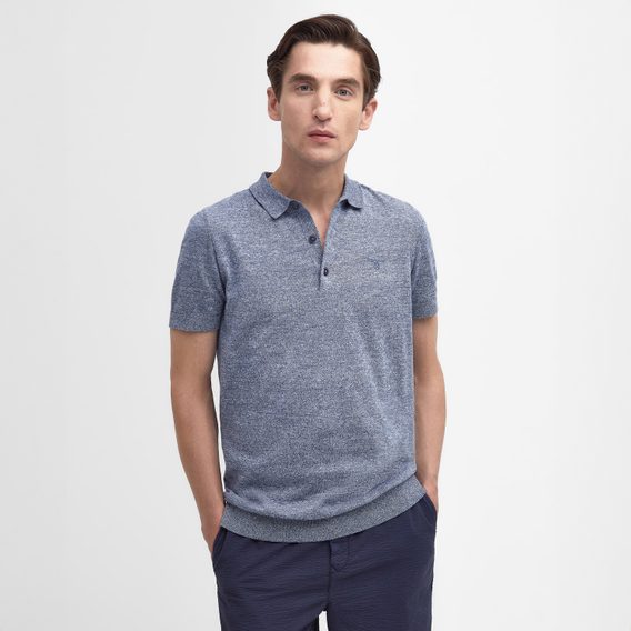 Barbour Buston Knitted Polo Shirt — Chambray