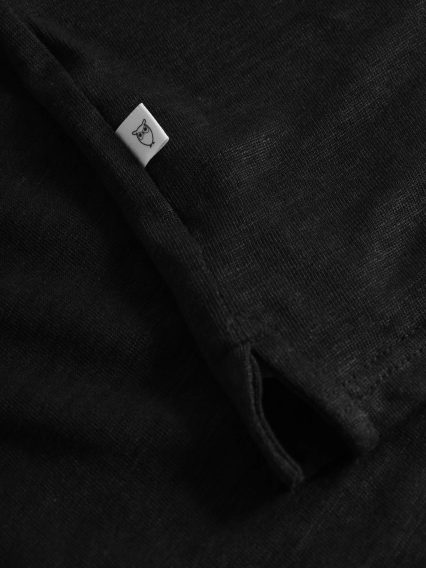 KnowledgeCotton Apparel Linen Polo — Black Jet