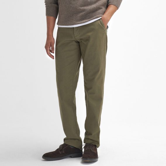 Barbour Washed Stretch Tailored Trousers — Olive